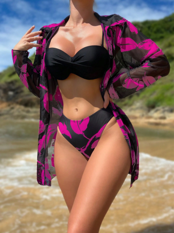 CONJUNTO DE PRAIA TROPICAL NAVY