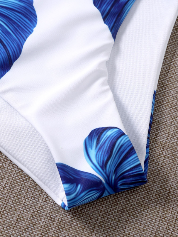 CONJUNTO DE PRAIA AZUL FLORAL
